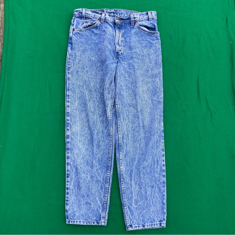 Levis Orange tab acid wash denim blue jeans 80s 34x29